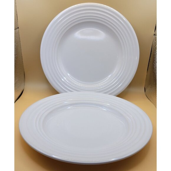 Gibson Home White Dessert Plates 8.5 Inch Stoneware Classic Ringed Design DH880 - Picture 2 of 4